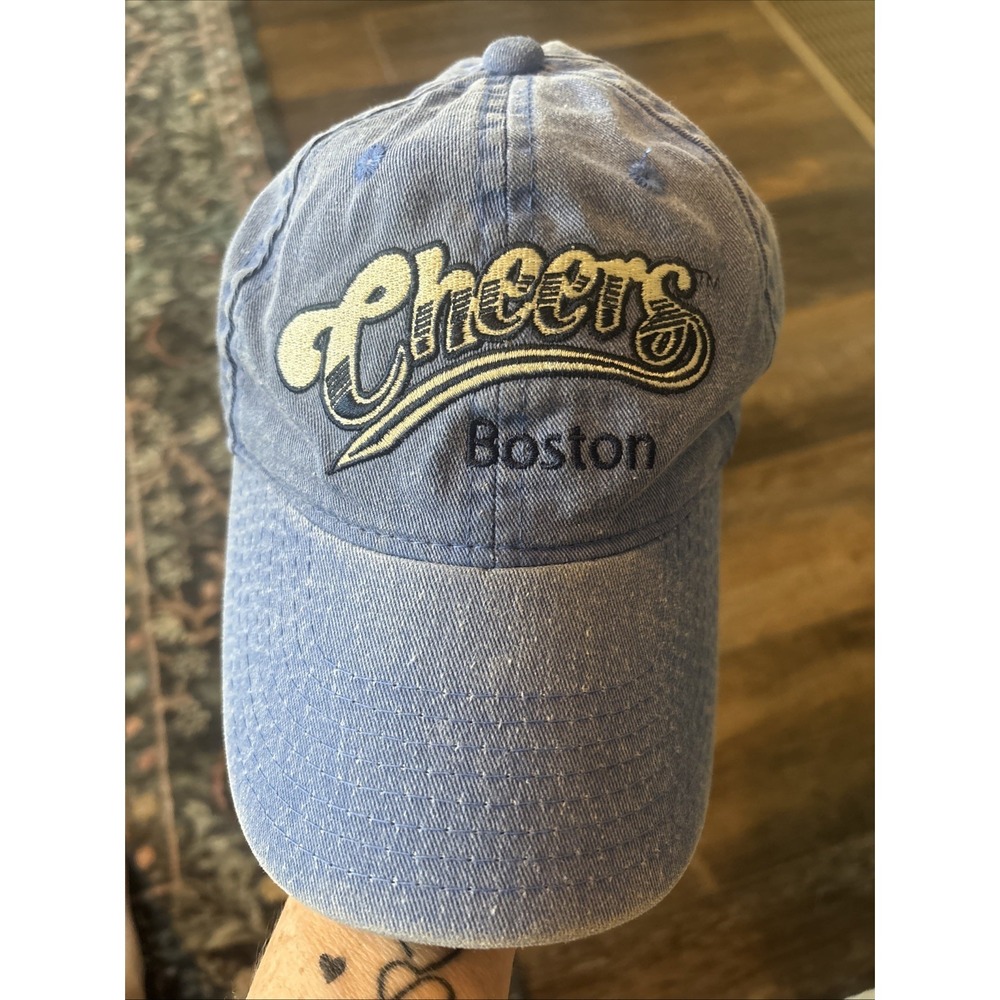 Cheers Boston Bar Adjustable Denim Cap Hat Blue